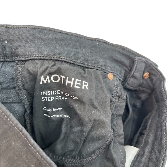 Mother Insider Crop Step Fray Jeans Guilty Racer Side Stripe Black Size 25 - Picture 10 of 13